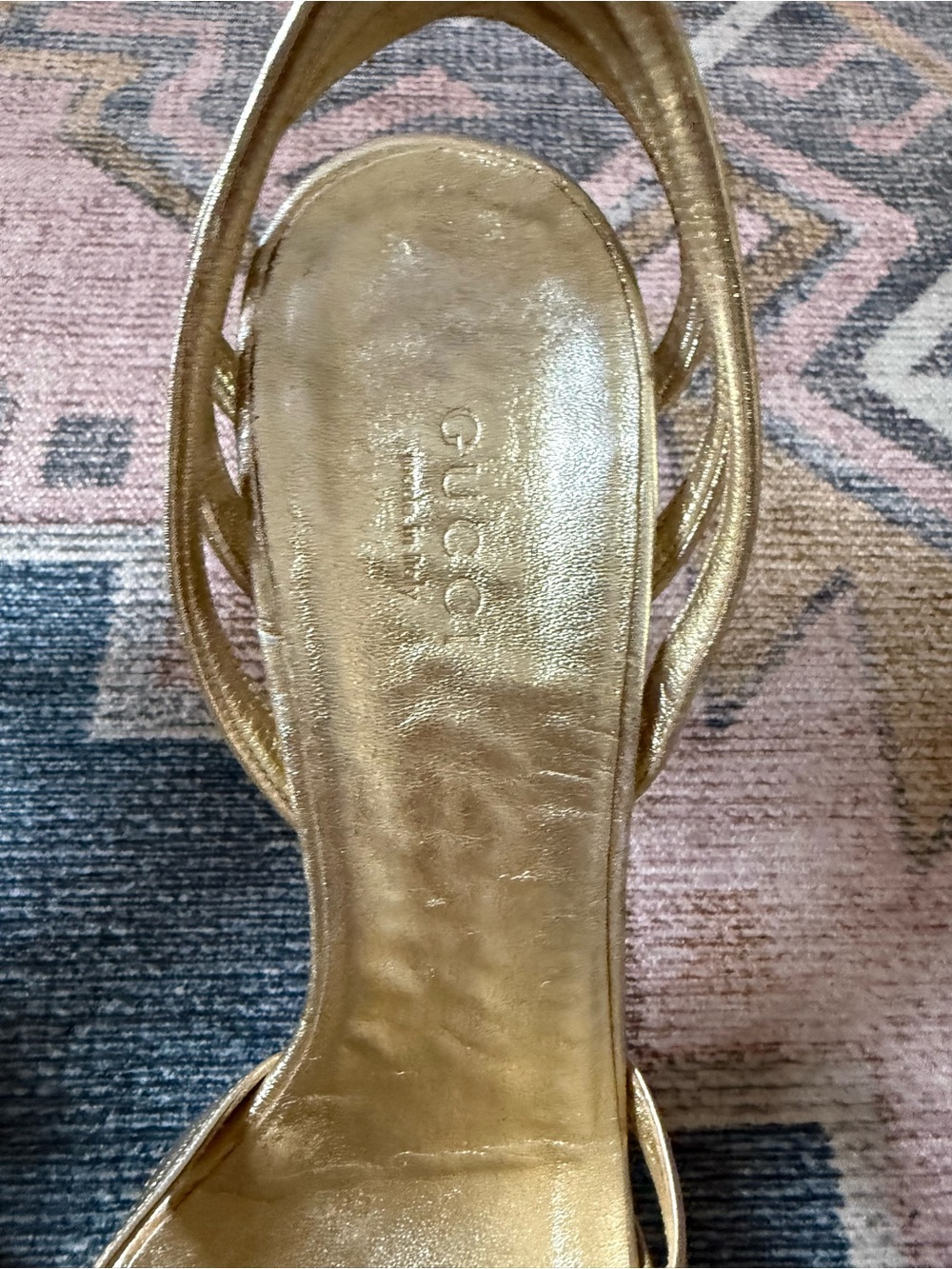 Gucci Women's Gold Ankle Strap Heels - Picture 3 of 6